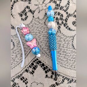 Beaded Elegant Pen Bookmark Butterfly Floral Gift Bedazzled Office Accessories